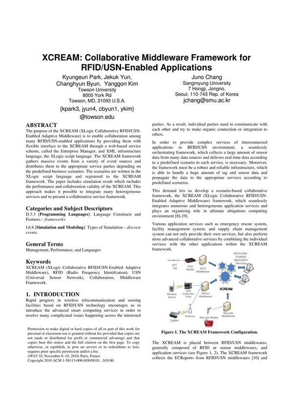xcream collaborative middleware framework for rfidusn xcream协同中间件框架rfidusn