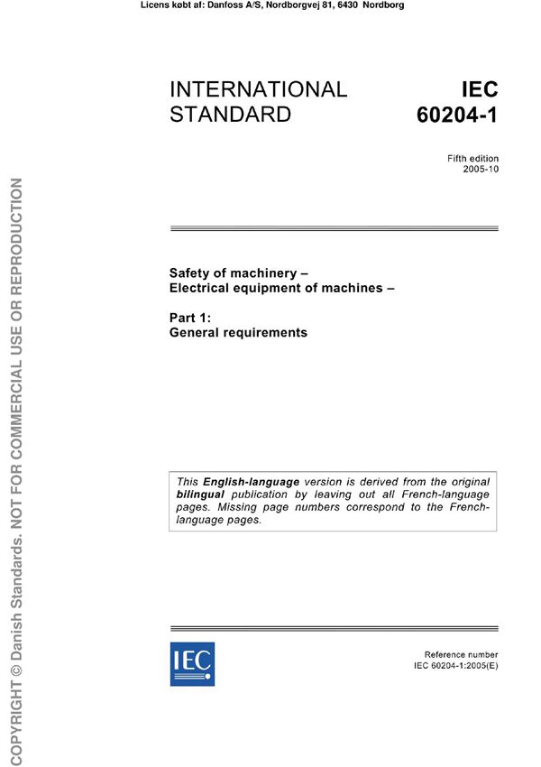 iec 60204-1-2005 机械电气安全 机械电气设备 第一部分 通用要求