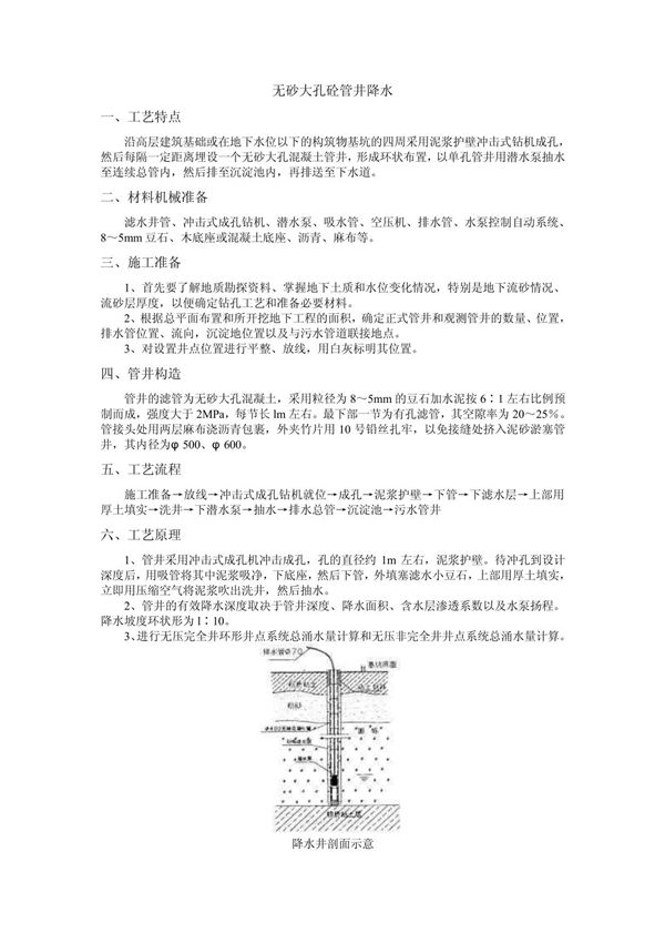 无砂大孔砼管井降水