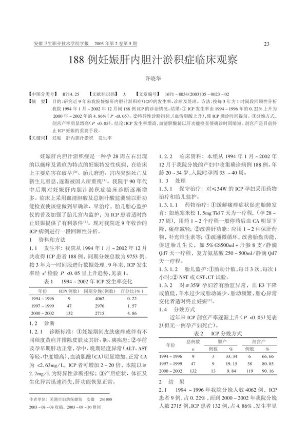 188例妊娠肝内胆汁淤积症临床观察