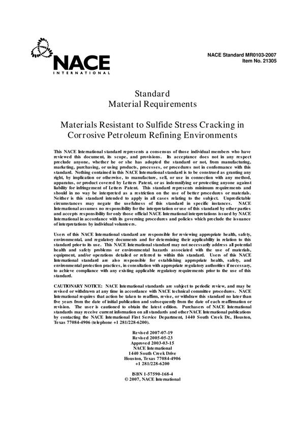 NACE MR 0103 - 2007
