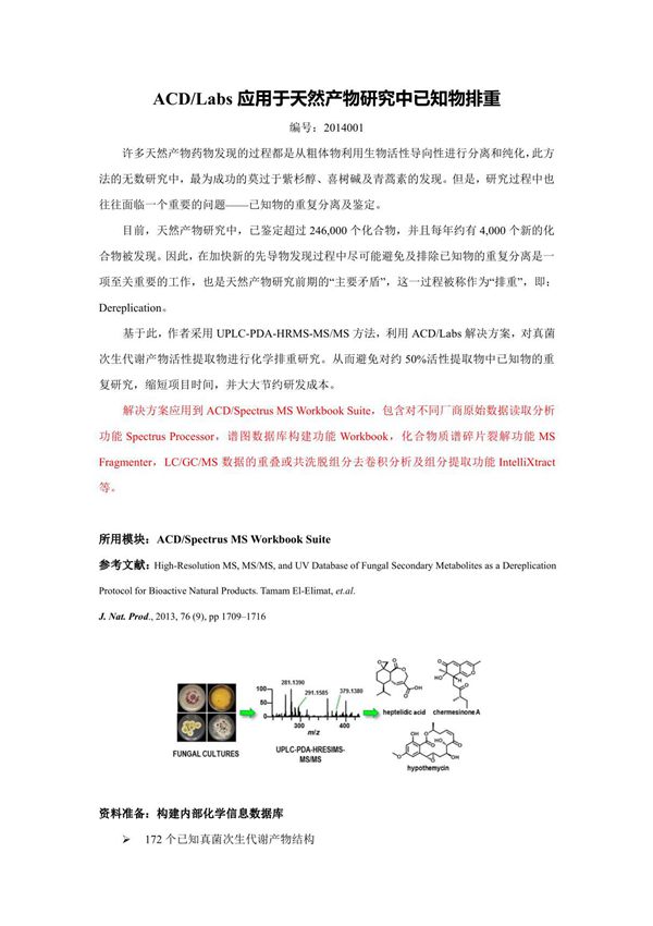 ACDLabs应用于天然产物去重