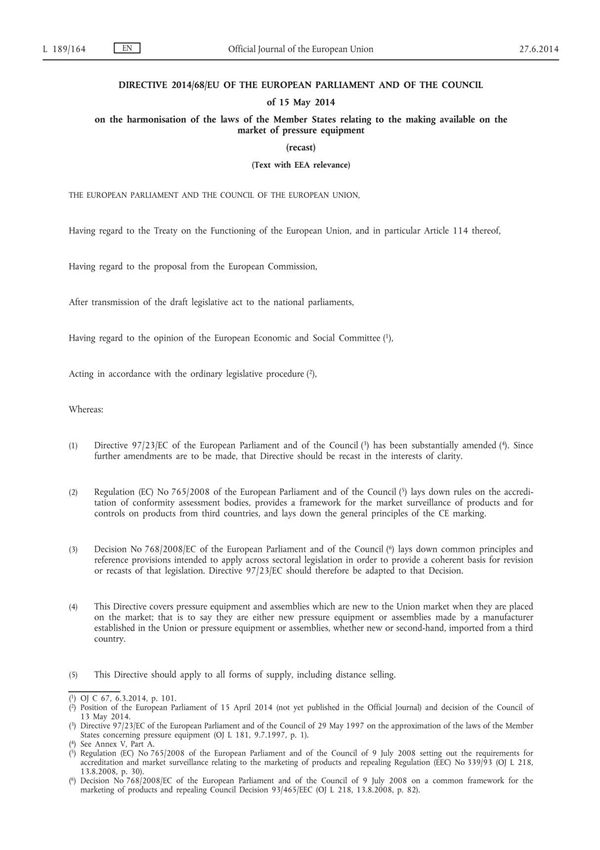 PED 2014/68/EU带书签版
