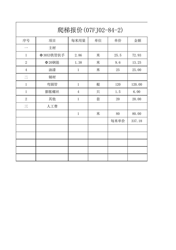 爬梯报价(07FJ02-84-2)