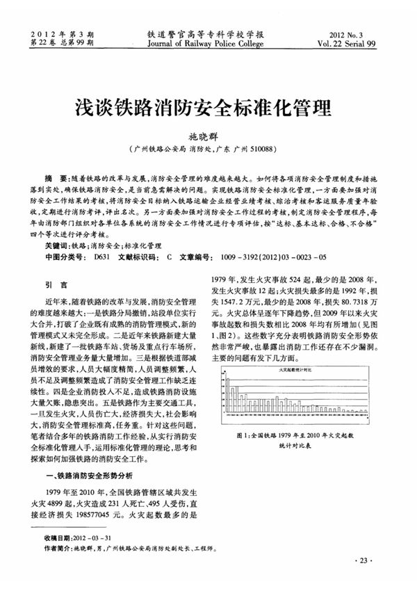 浅谈铁路消防安全标准化管理