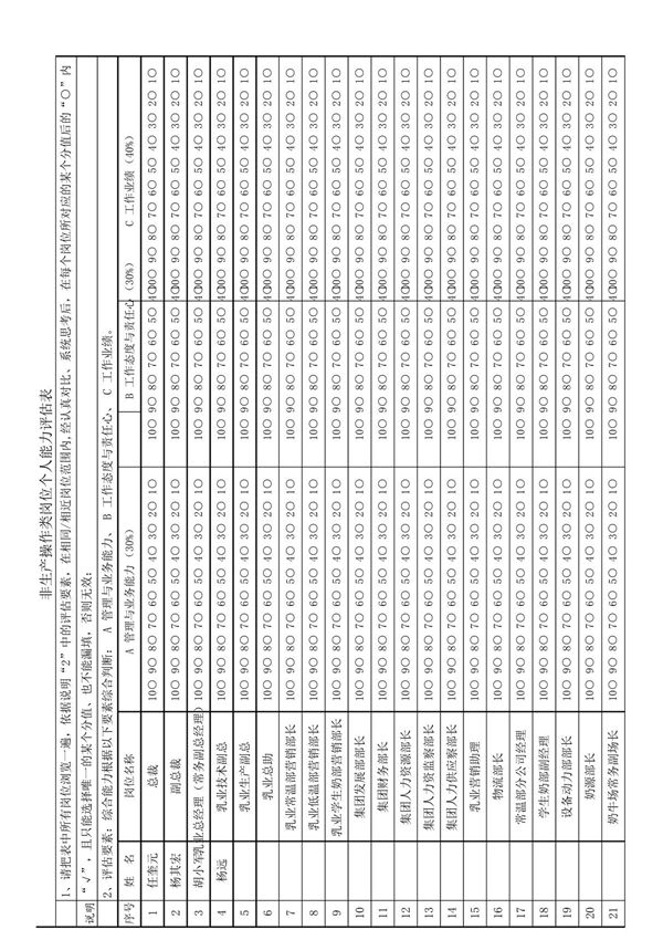 个人能力评估表(模板)