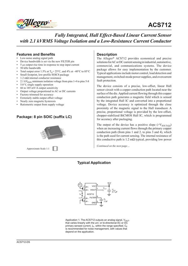 ACS712电流传感器说明书