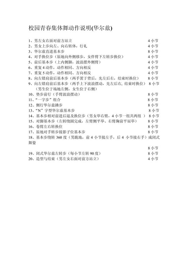 校园青春集体舞动作说明(华尔兹)