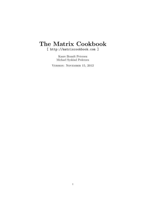 The Matrix Cookbook
