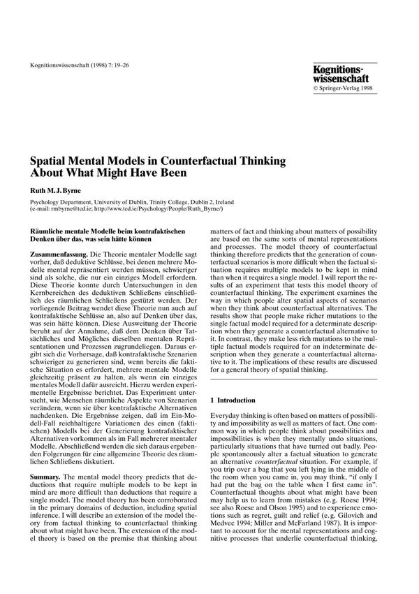 Spatial Mental Models in Counterfactual Thinking About What