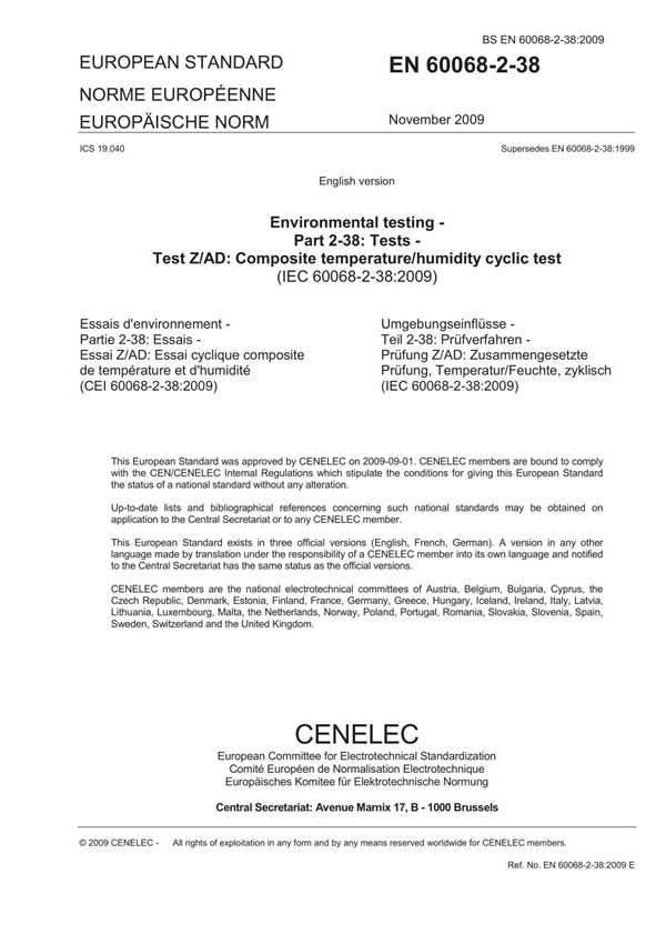 EN 60068-2-38-2009