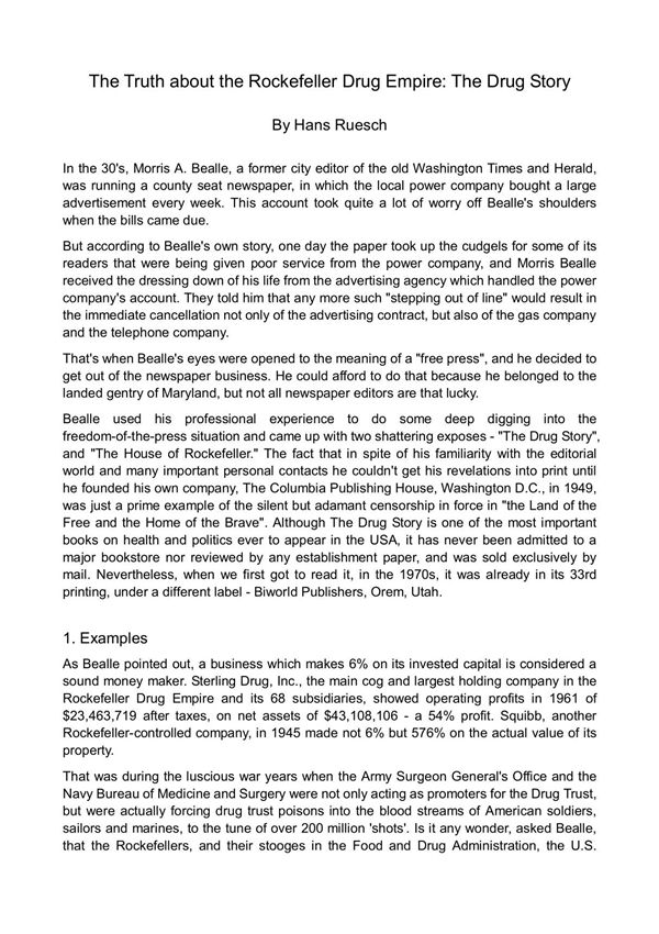 西药的故事 洛克菲勒药品帝国的真相(the truth about the rockefeller drug empire the drug story)