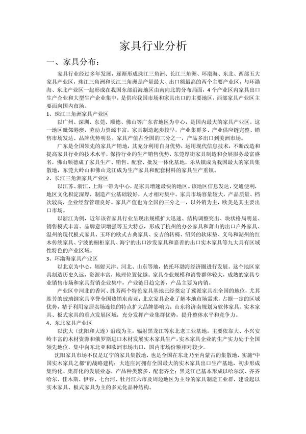 家具市场分析报告