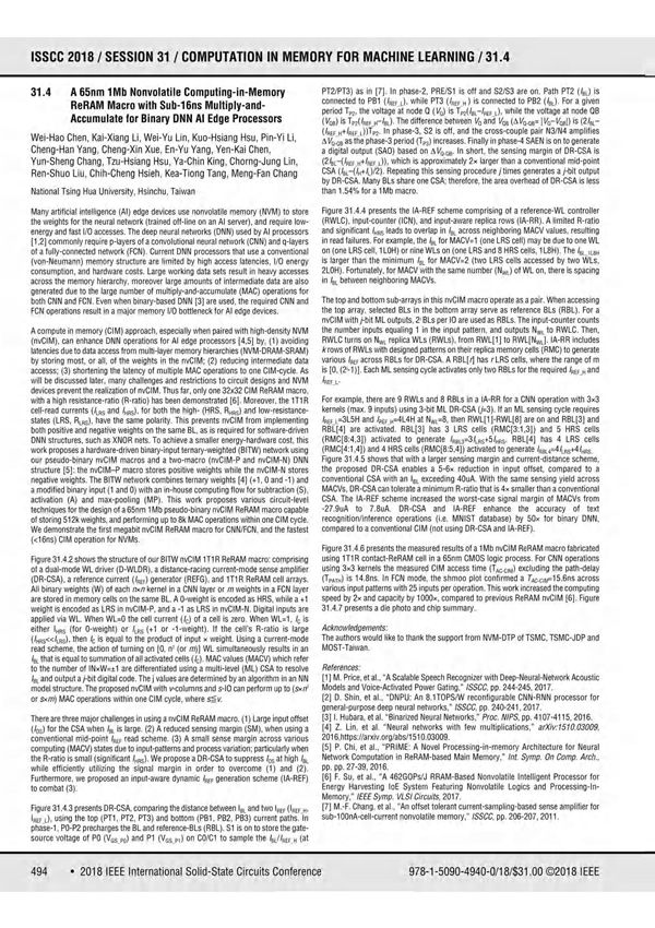 A 65nm 1Mb nonvolatile computing-in-memory ReRAM macro with sub-16ns multiply-and-accumulate for binary DNN AI edge processor