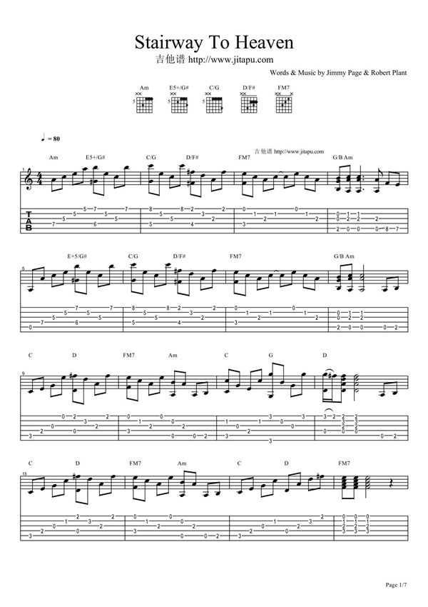 Stairway To Heaven吉他谱
