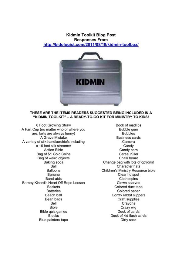 Kidologist com-Kidmin-Toolkit-List doc - Kidology