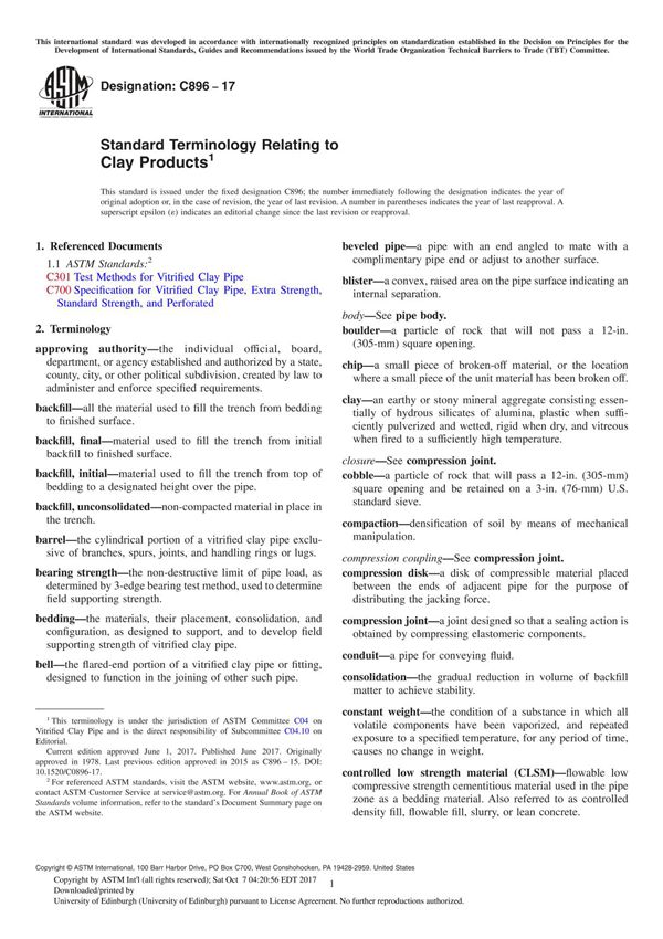 ASTM C896-17 Standard Terminology Relating to Clay Product