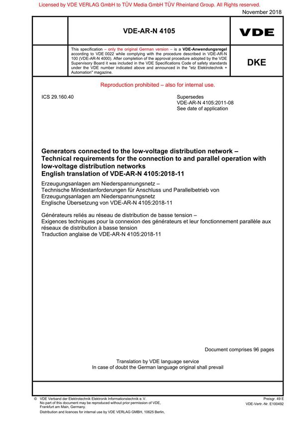 VDE-AR-N 4105 English version 2018