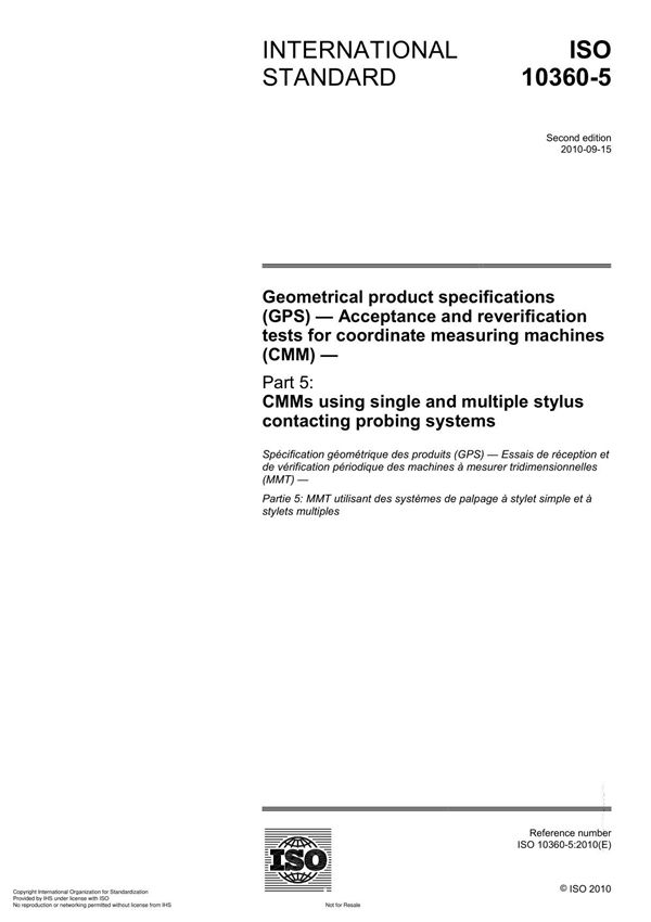 ISO 10360-5 Geometrical Product Specifications (GPS) Acceptance and reverification tests for coordinate measuring machines (C
