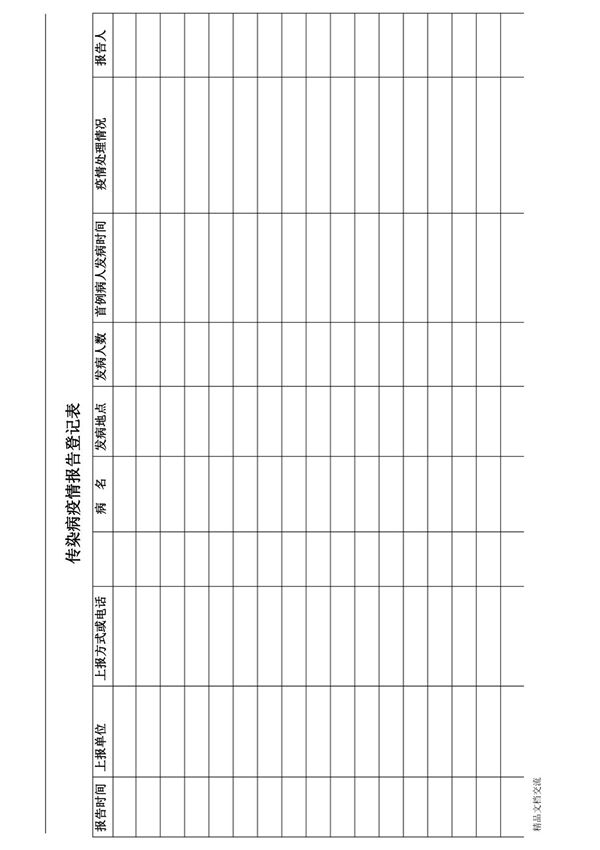 传染病疫情报告登记表