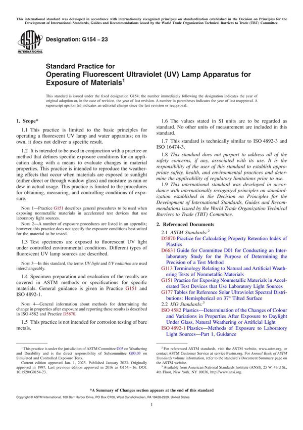 (高清正版) ASTM G154-23 中文版英文版
