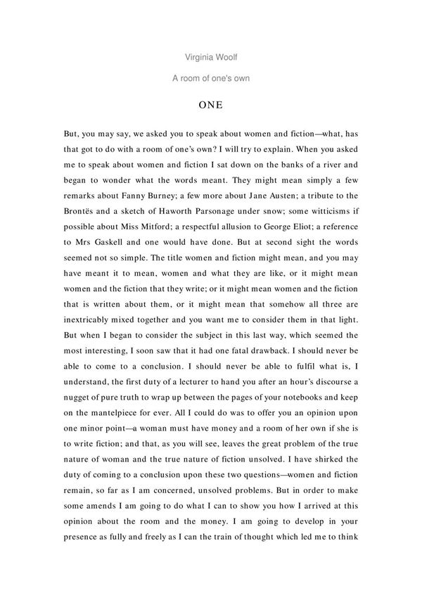 A room of one s own 一间自己的屋子 伍尔夫