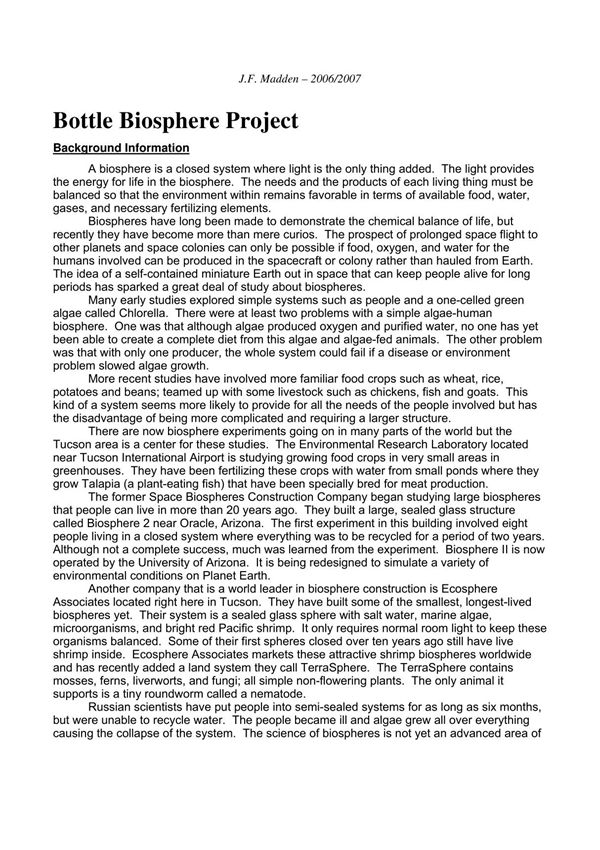 Bottle Biosphere Project - Arizona Rivers