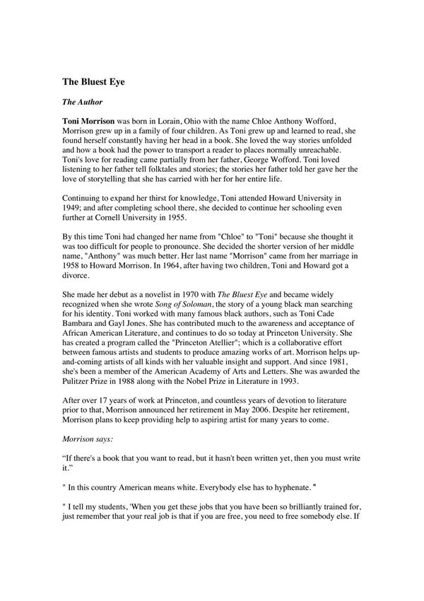 the bluest eye 最蓝的眼睛