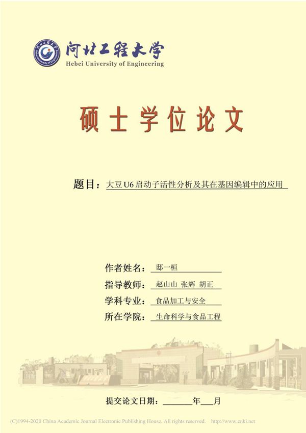 大豆U6启动子活性分析及其在基因编辑中的应用