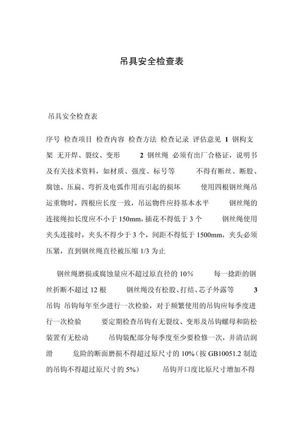 吊具安全检查表