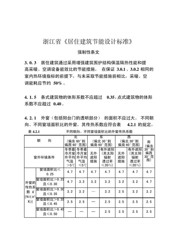 浙江省居住建筑节能设计标准