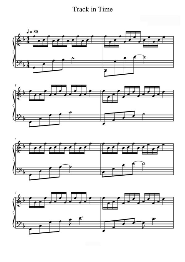 Track in Time(超高性价比高度还原简单版)~钢琴谱钢琴简谱 数字谱 钢琴双手简谱