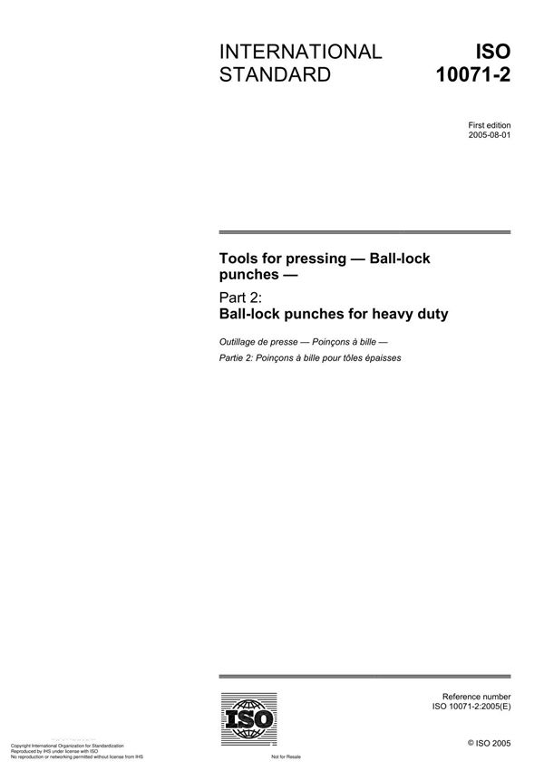 ISO 10071-2 Tools for pressing  Ball-lock punche