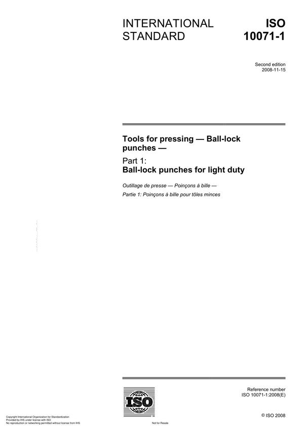 ISO 10071-1 Tools for pressing  Ball-lock punche