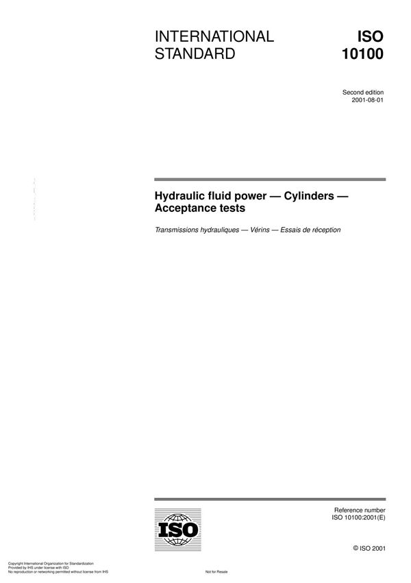 ISO 10100 Hydraulic fluid power Cylinders Acceptance test