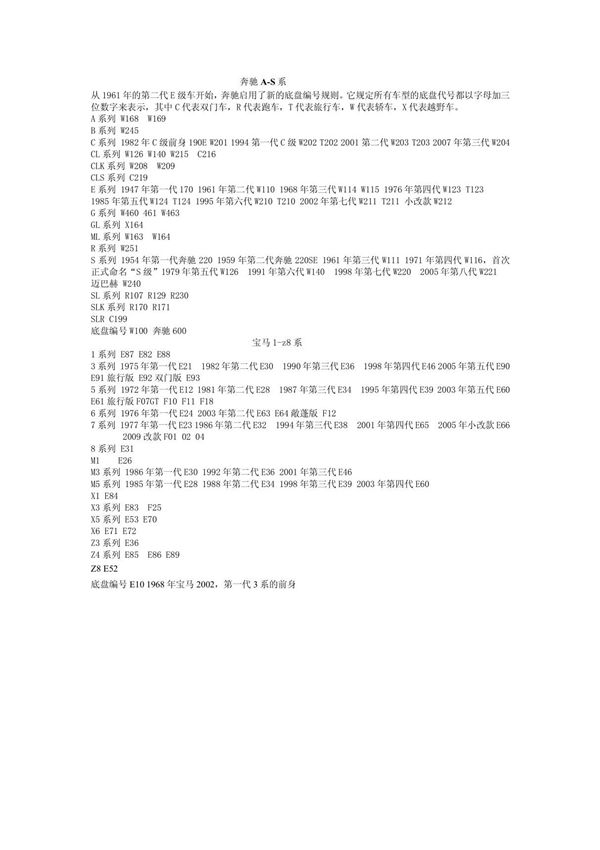 奔驰宝马底盘号区分