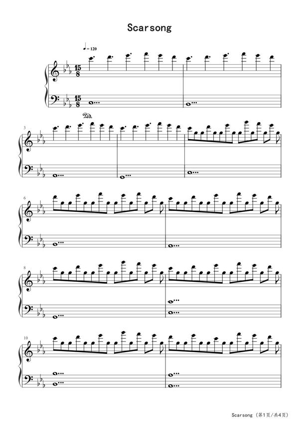 Scarsong钢琴谱五线谱