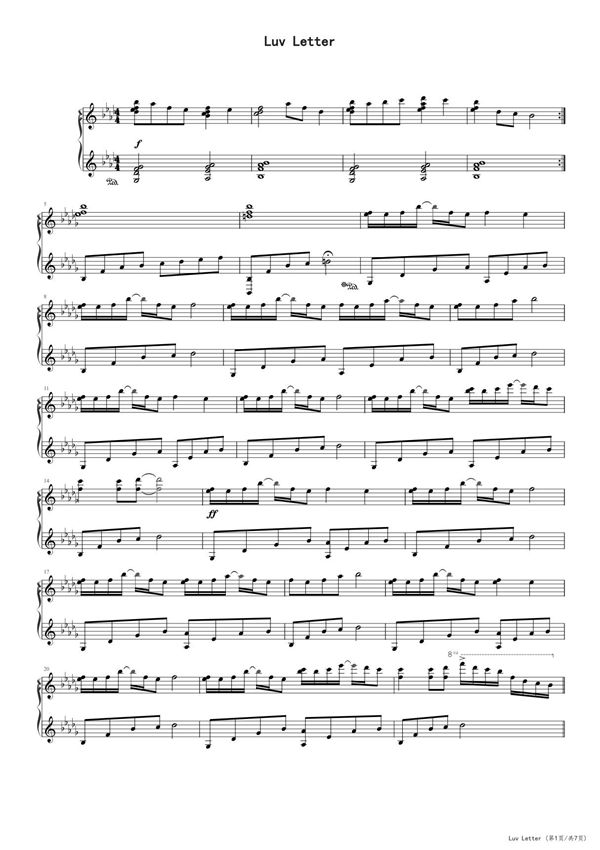 Luv Letter(原曲原版)钢琴谱五线谱