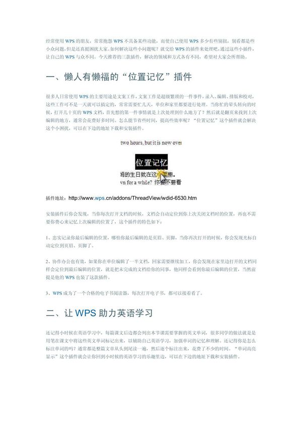 三款WPS特色插件