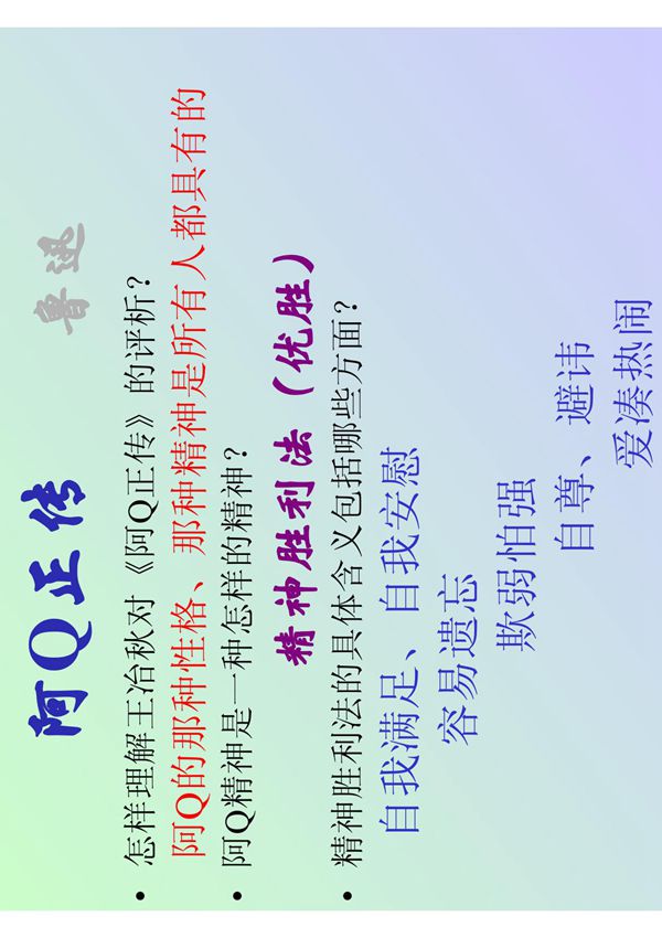 怎样理解王冶秋对《阿Q正传》的评析？ 阿Q的那种性格 那种精神是