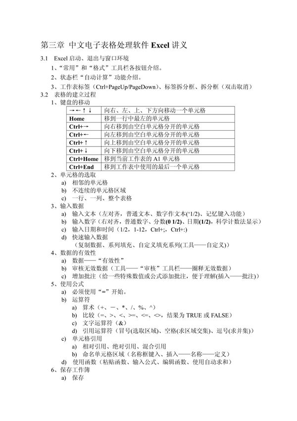 中文电子表格处理软件Excel讲义