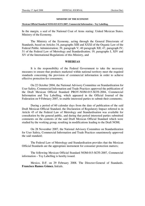 NOM-015-SCFI-2007