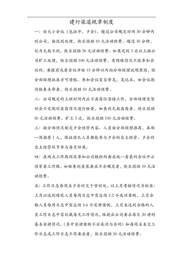 银行保险客户经理规章制度2页