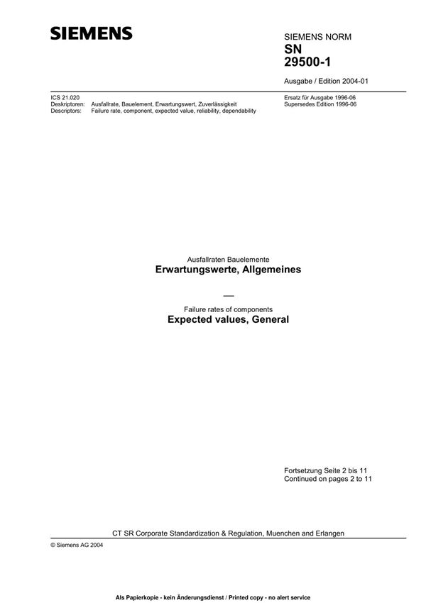SIEMENS SN 29500-1-2004