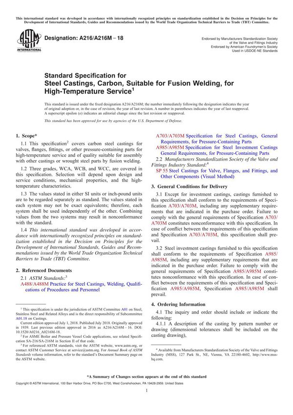 (正版) ASTM A216-18 ...