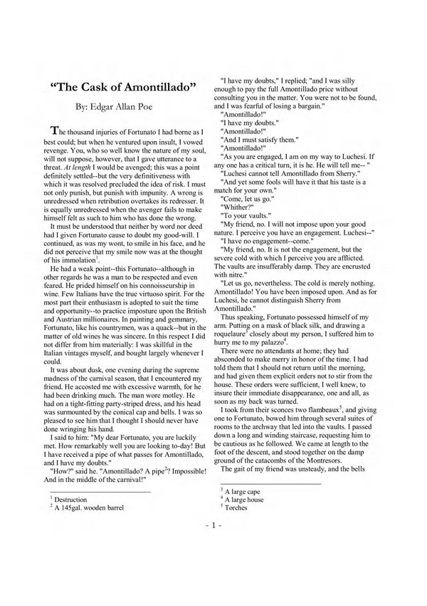 The Cask of Amontillado
