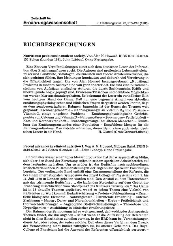 《欧洲营养学杂志》期刊论文European Journal of Nutrition 1983 Volume 22 Page 213-218