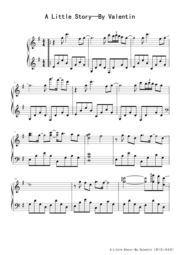 A Little Story钢琴谱五线谱