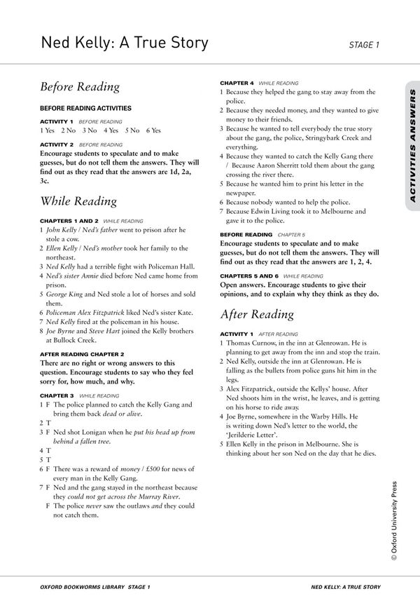 《澳洲罗宾汉》书后习题答案