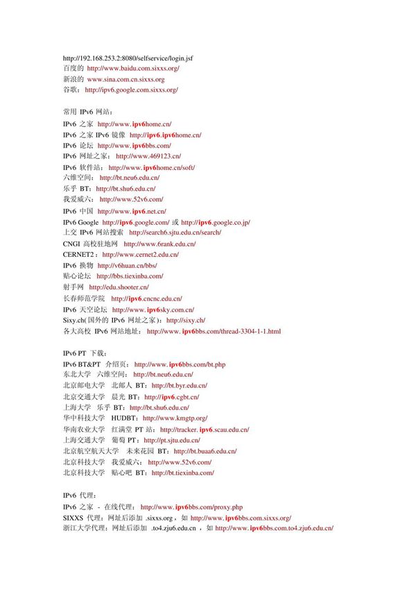 常用ipv6网站